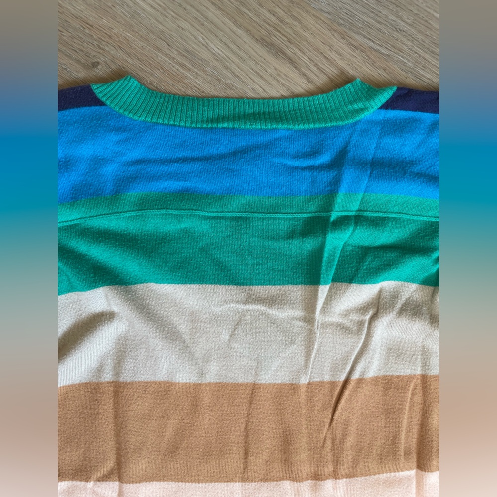 Chris Benz Green and Blue Knit Top 100% Cotton Size Medium - Picture 9 of 11